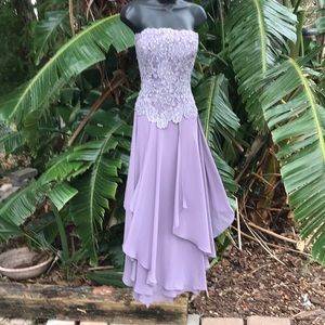 Jovani assymetric drop waste strapless corset gown